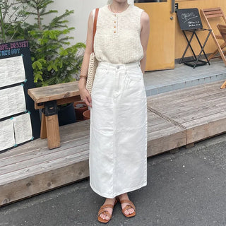 Cotton straight long skirt