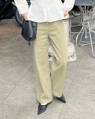 Cotton wide-fit pants