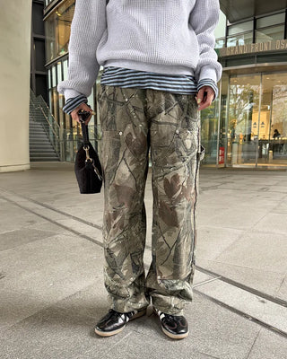 (Unisex) Double Knee Wide Tree Camouflage Pants