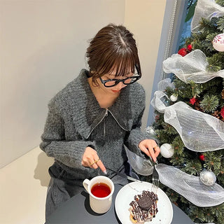 Color 2-Way Knit Hoodie
