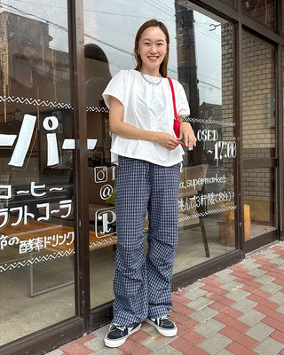 Checked Parachute Banding Pants