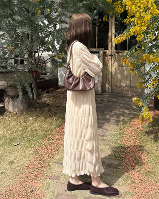 Chiffon pleated long dress