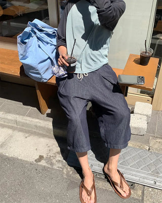 Summer knit raglan bicolor long-sleeve T-shirt