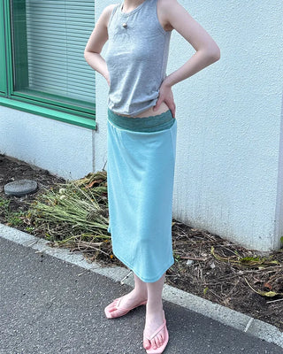 Lace waist midi skirt