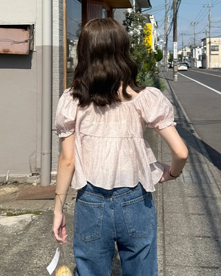 Ribbon string tiered blouse