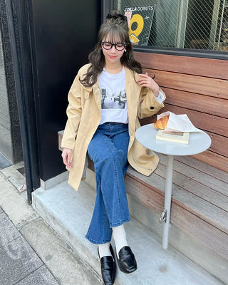 Blue slit point denim pants