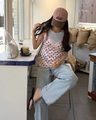 Dot lace point camisole