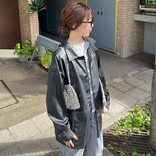 Faux Leather Oversized Jacket
