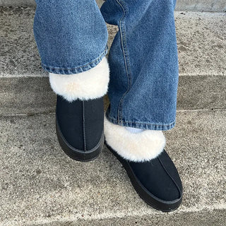 Suede fur loafers