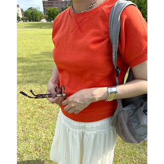 Raglan short-sleeved sweatshirt