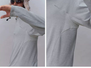 [Monterest] 3A Antibacterial Grid Fleece Half-Zip Tee