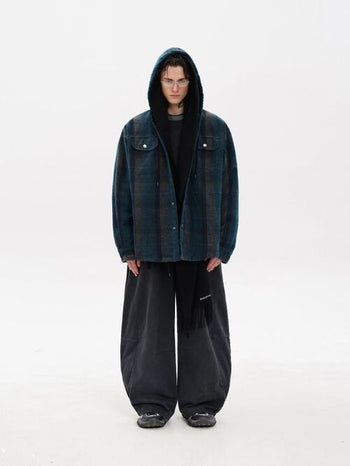 [MASONPRINCE] Plaid Hooded Padded Jacket