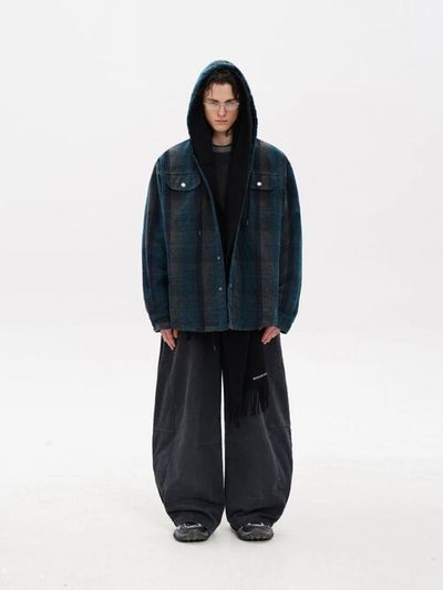 [MASONPRINCE] Plaid Hooded Padded Jacket