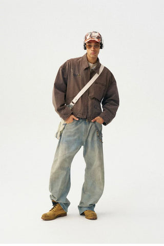 [Monterest] 3D Curved Wide Leg Washed Jeans