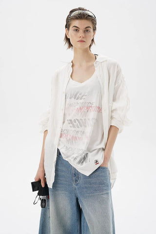 [MASONPRINCE] Cotton-Linen Graffiti Print Tank Top / Tee