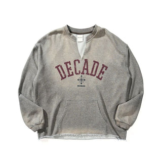 [Monterest] Washed Split-Neck Graphic Sweatshirt