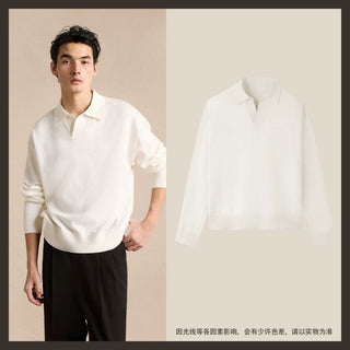 [CULTUM] Relaxed Fit Cotton Knit Polo Sweater