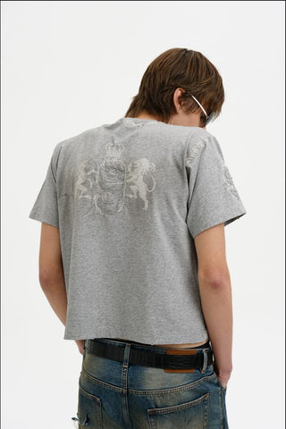[MASONPRINCE] Distressed Patch Badge Cotton Top