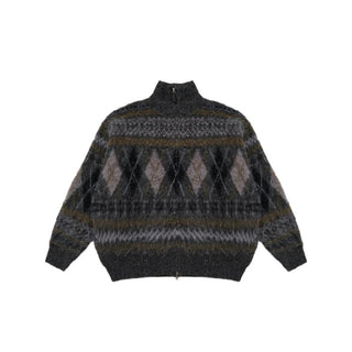 [MASONPRINCE] Wool Blend Fair Isle Fitted Cardigan