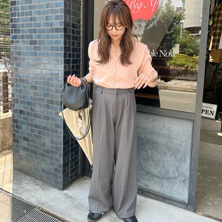 Linen blend round neck cardigan