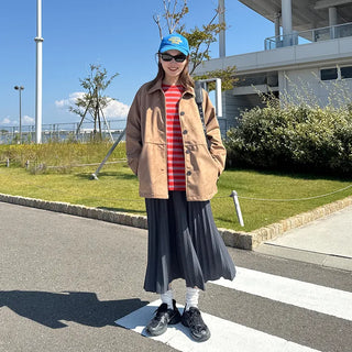 Suede mid-length coat