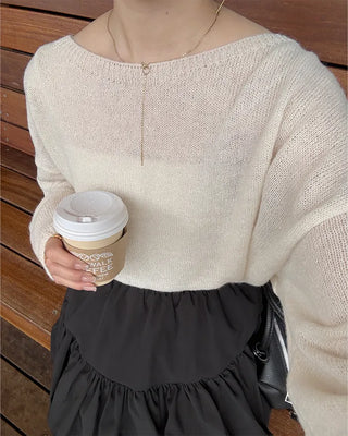 Boat neck loose fit knit