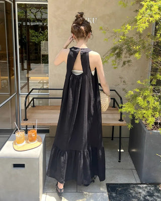 Backless halter neck long dress
