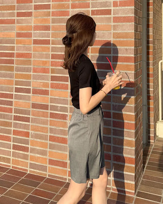 Ribbon patch point short-sleeve T-shirt