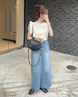 Polka dot off-shoulder blouse