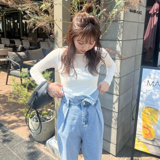 Round neck sheer long T-shirt