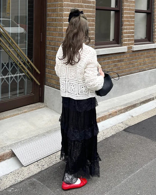 Floral Vintage Crochet Collar Cardigan