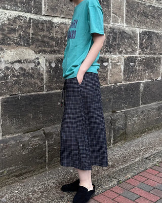 Checkered midi skirt with waist string
