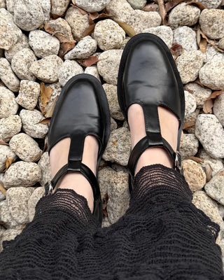 T-strap buckle loafers