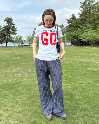 Loose-fit striped banding pants