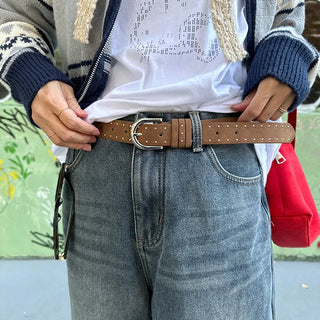 Suede stud belt