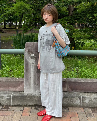 Checked gathered shoulder bag
