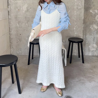 Cable knit long dress