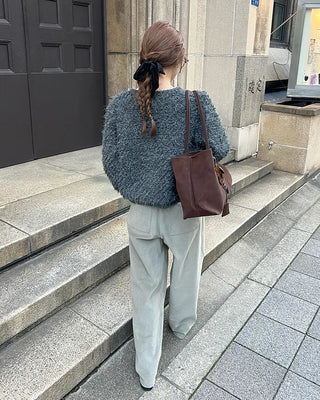 Suede Big Shoulder Tote Bag