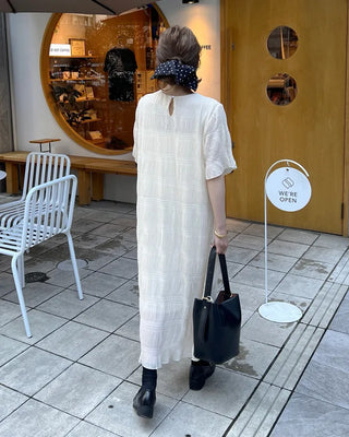 Round Shirring Long Dress