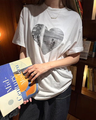 Heart print short-sleeved T-shirt