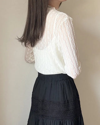 Flower sheer layered T-shirt