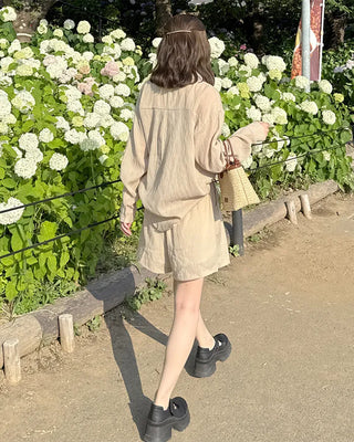 Linen shirt and shorts set