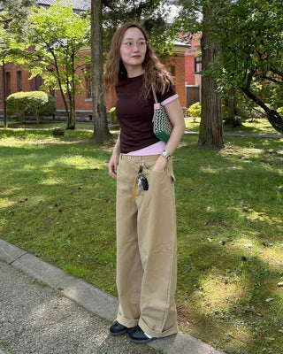 (Unisex) Wide Curved Cotton Pants