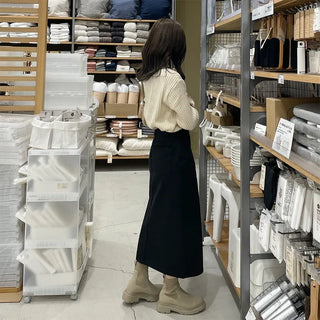 Ribbed Asymmetrical Neck Knit