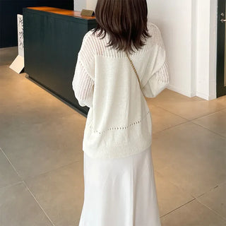 Boat neck sheer knit