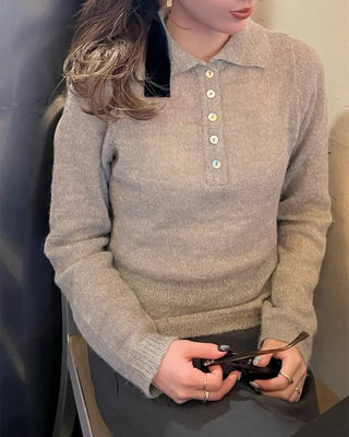 Simple half-open collar knit
