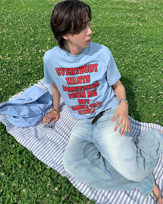 Color lettering cropped short-sleeved T-shirt