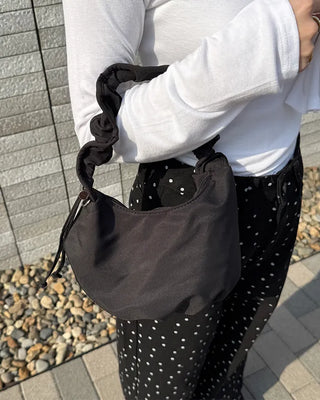 Shirring String Half Moon Bag