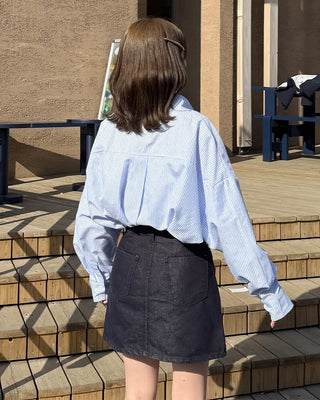 Simple low-rise denim short skirt