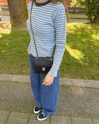 Pointelle Border Round Neck T-Shirt